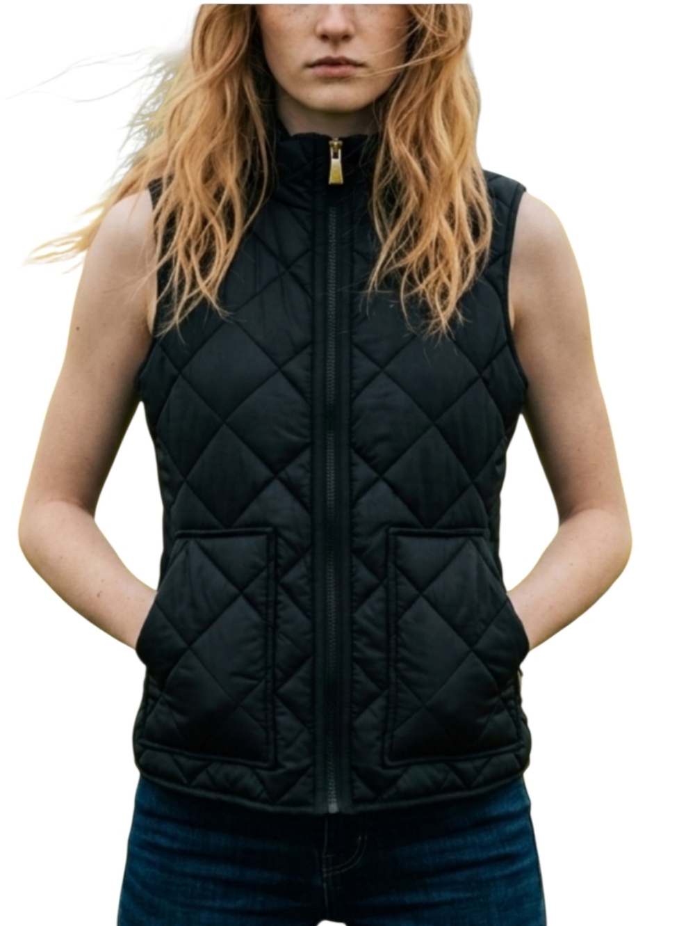 Kate Spade Full Zip Quilted Black VEST KSVK23768L-MA ‎ Size Medium